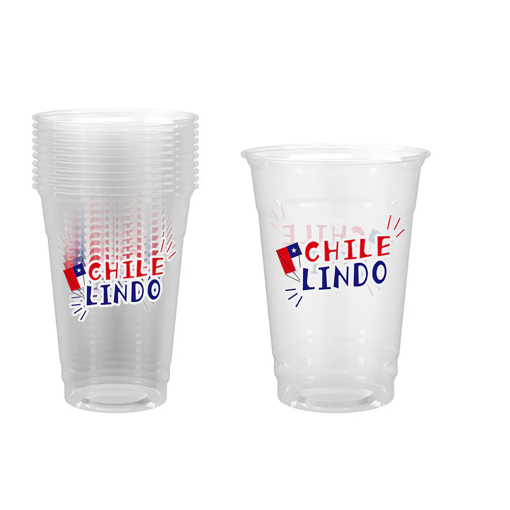 Vasos de plástico PET Fiestas Patrias 10*12cm 500ml 10pcs