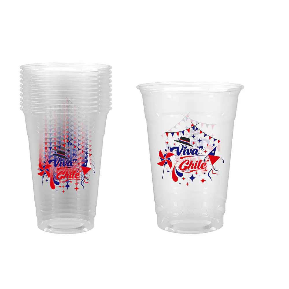 Vasos de plástico PET Fiestas Patrias 10*12cm 500ml 10pcs
