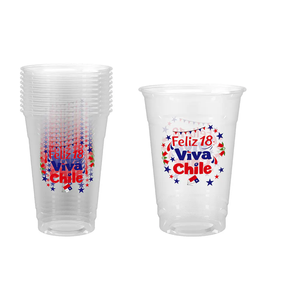 Vasos de plástico PET Fiestas Patrias 10*12cm 500ml 10pcs