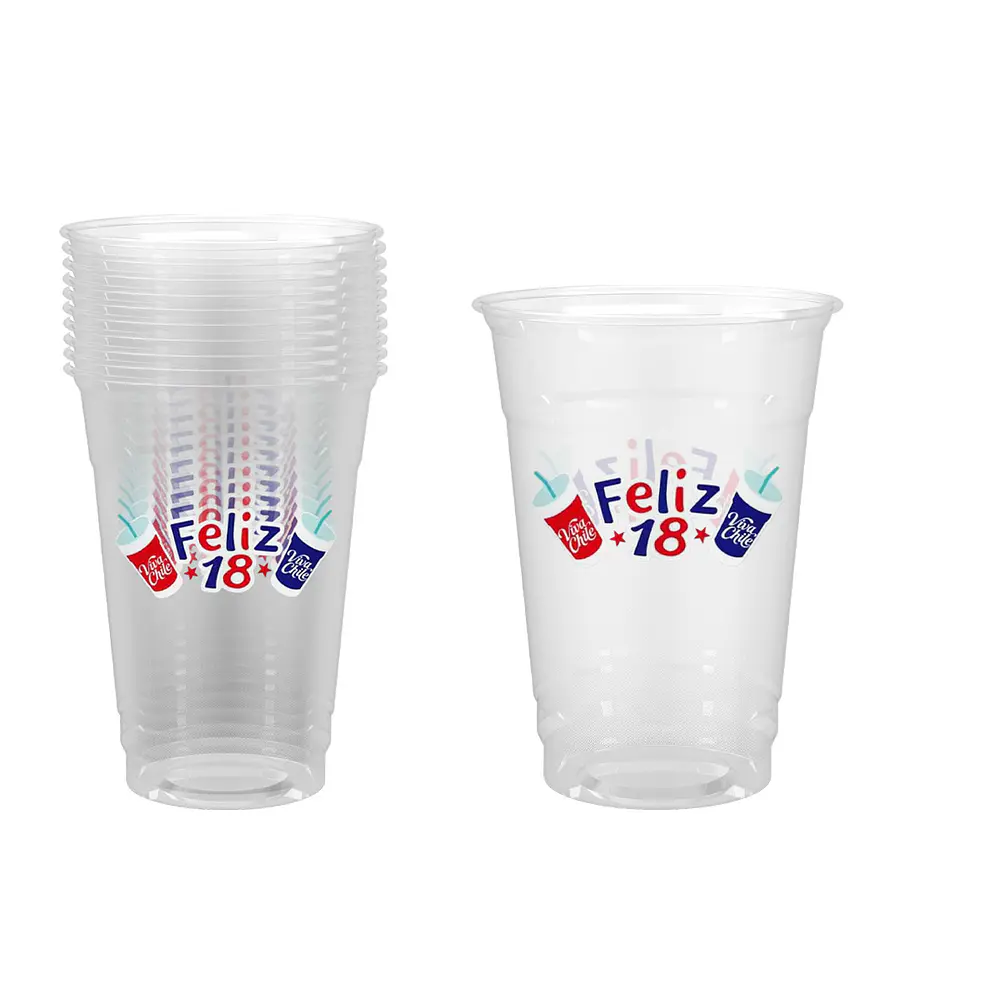 Vasos de plástico PET Fiestas Patrias 10*12cm 500ml 10pcs