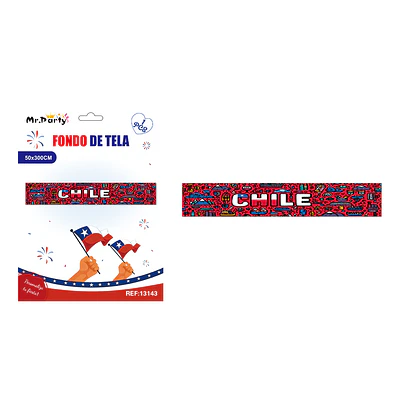 Fondo de Fiestas Patrias con 4 ojales y cinta roja de 10m 50*300cm