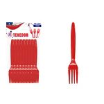Tenedor plástico rojo 16cm 20pcs