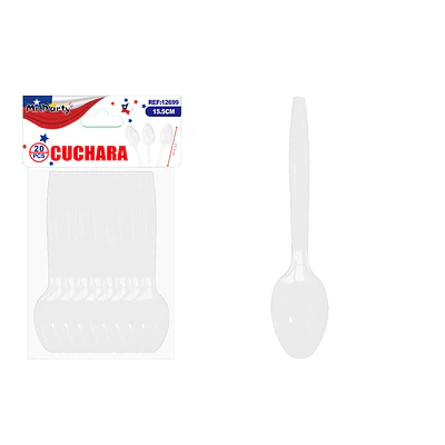 Cuchara plástica blanca 15.5cm 20pcs