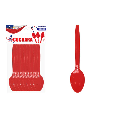 Cuchara plástica roja 16cm 20pcs