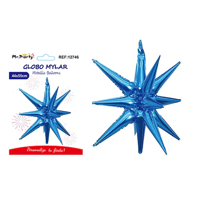 Globo metálico Fiestas Patrias estrella explosiva azul 44*55cm