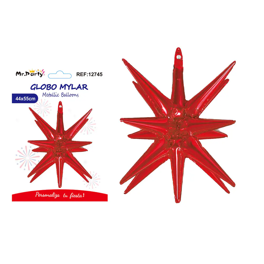 Globo metálico Fiestas Patrias estrella explosiva rojo 44*55cm