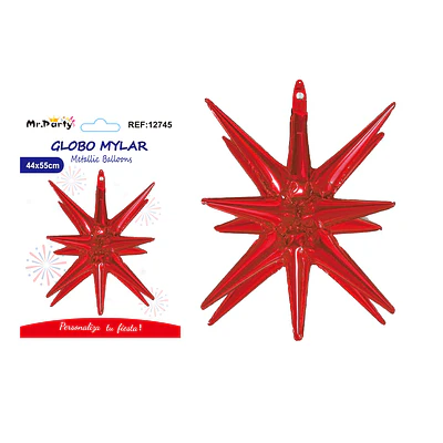 Globo metálico Fiestas Patrias estrella explosiva rojo 44*55cm
