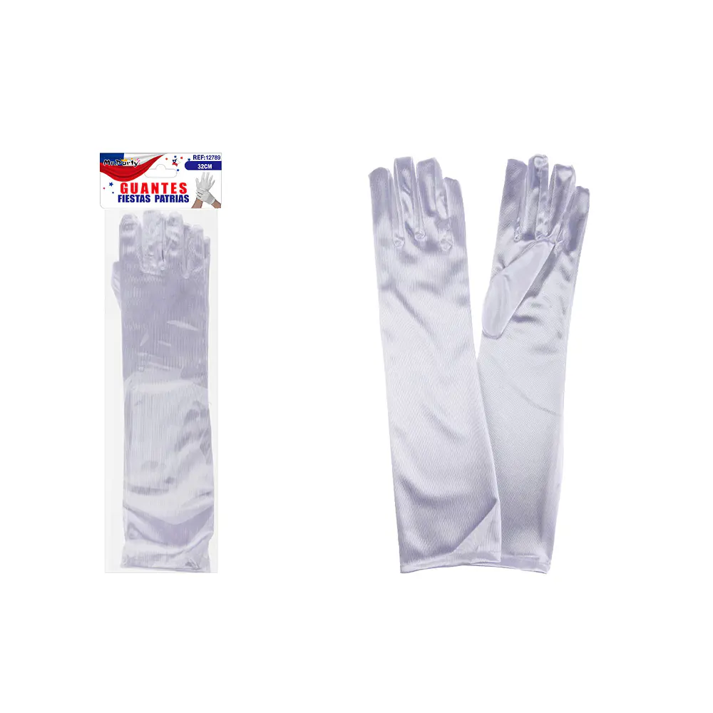 Guantes largos blanco de cotillón niño 32cm
