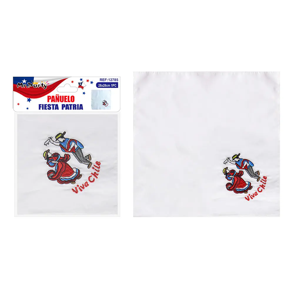 Pañuelo blanco bordado 28*28cm