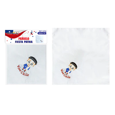 Pañuelo blanco bordado con niño 28*28cm