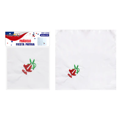 Pañuelo blanco bordado con lirios rojos 28*28cm