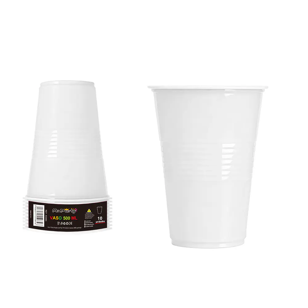 Vasos de plásticos blanco 500ML 10pcs