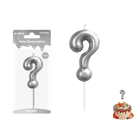 Vela de signo ? plateado 3.8*6CM
