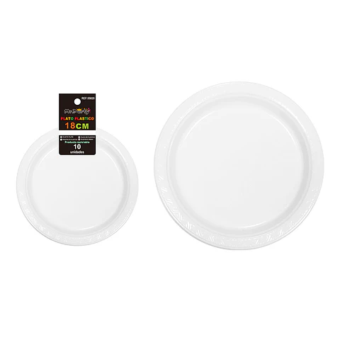 Platos plásticos blanco 18cm 10pcs