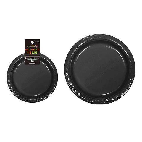 Platos plásticos negro 18cm 10pcs