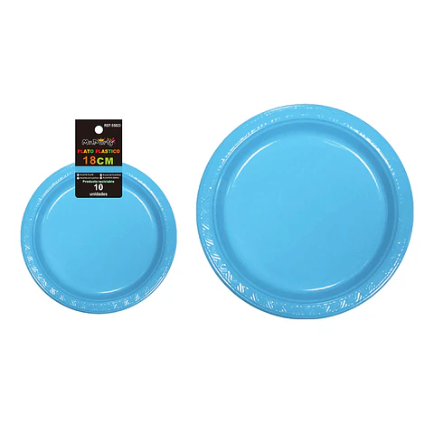 Platos plásticos celeste 18cm 10pcs