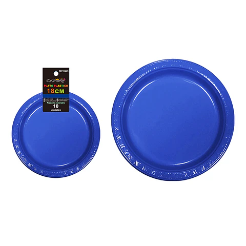 Platos plásticos azul 18cm 10pcs
