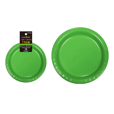 Platos plásticos verde 18cm 10pcs