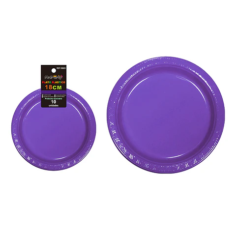 Platos plásticos morado 18cm 10pcs
