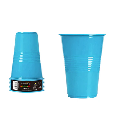 Vasos de plásticos celeste 500ML 10pcs