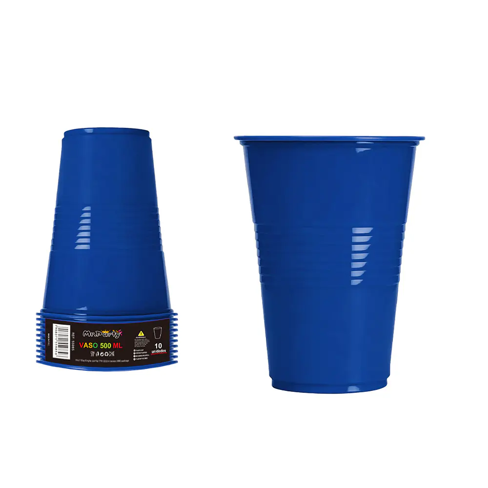 Vasos de plásticos azul 500ML 10pcs
