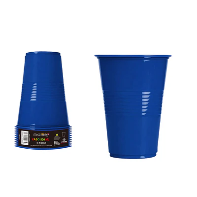 Vasos de plásticos azul 500ML 10pcs