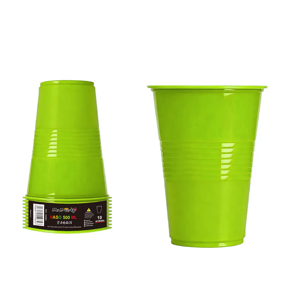 Vasos de plásticos verde 500ML 10pcs