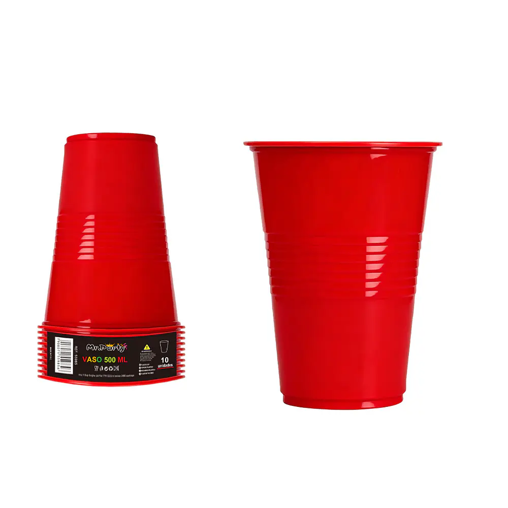 Vasos de plásticos rojo 500ML 10pcs