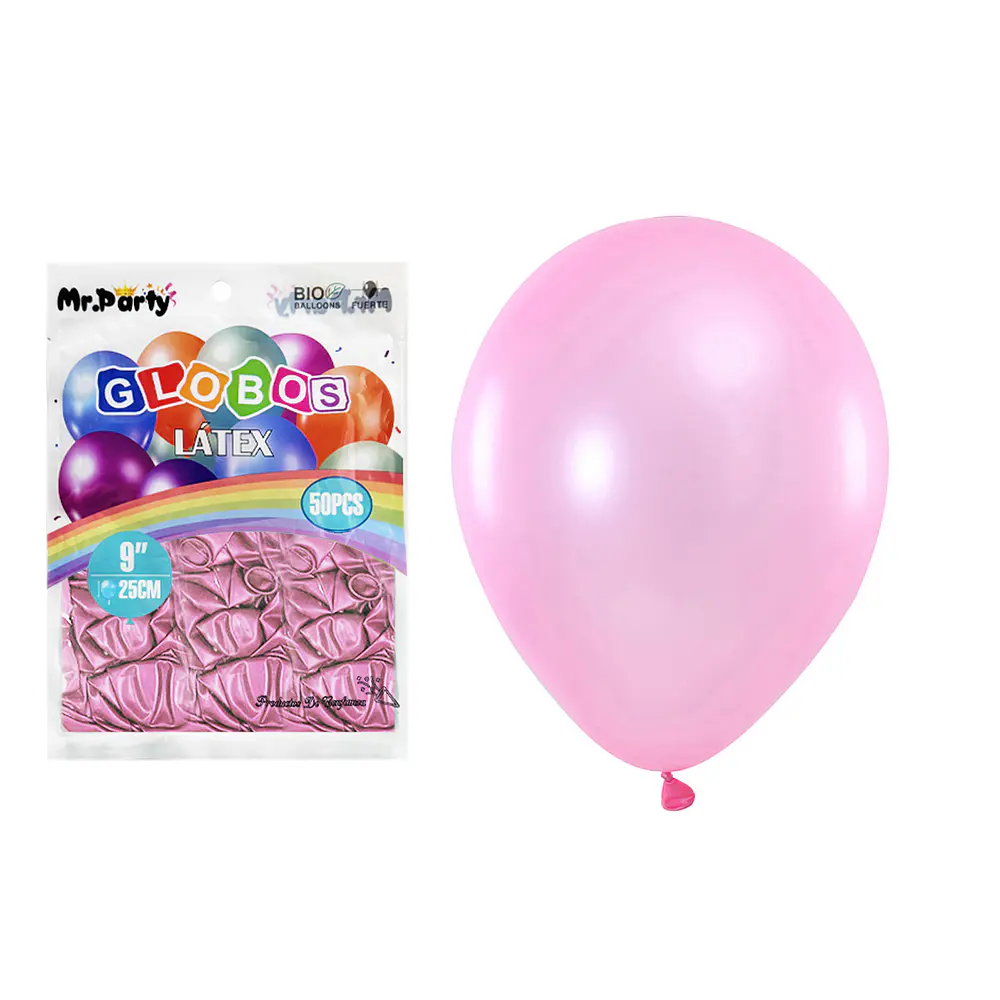 Globos de látex perlado rosa clara 25cm 50pcs