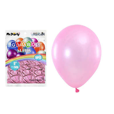 Globos de látex perlado rosa clara 25cm 50pcs