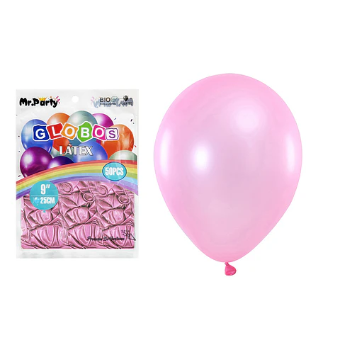 Globos de látex perlado rosa clara 25cm 50pcs
