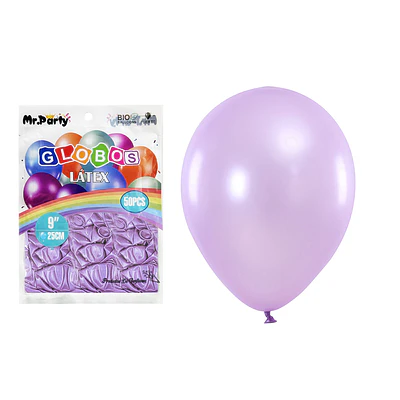 Globos de látex perlado lila 25cm 50pcs