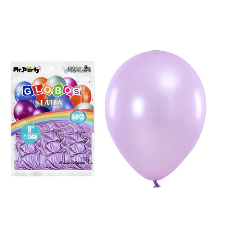 Globos de látex perlado lila 25cm 50pcs