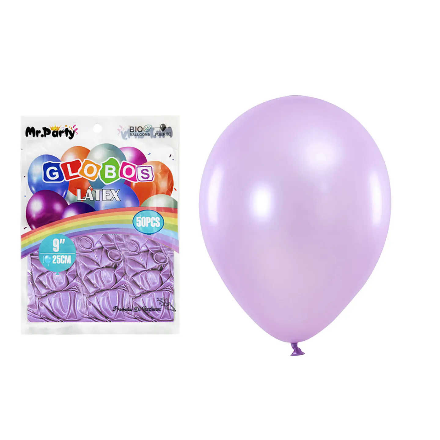 Globos de látex perlado lila 25cm 50pcs 1