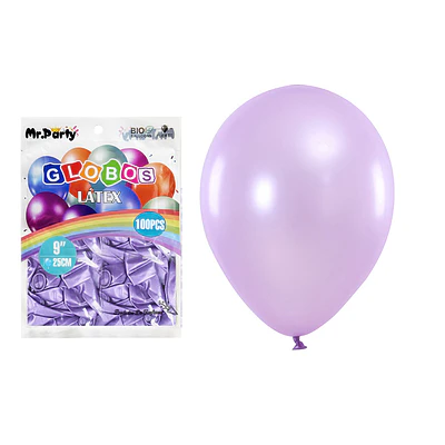 Globos de látex perlado lila 25cm 100pcs