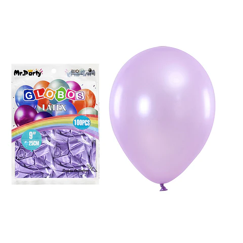 Globos de látex perlado lila 25cm 100pcs