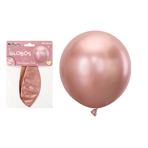 Globos de látex metalizados cromados dorado rosa 45cm