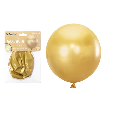 Globos de látex metalizados cromadoss dorado 45cm
