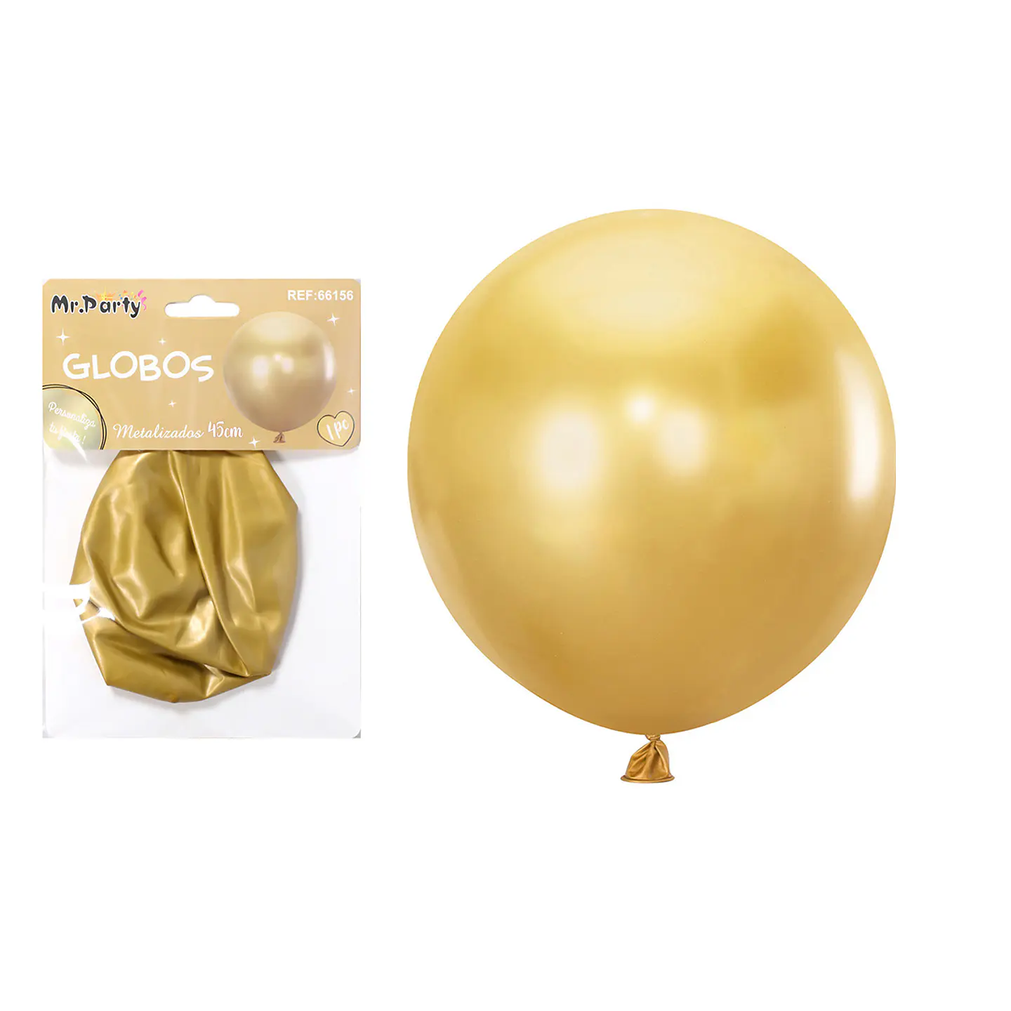 Globos de látex metalizados cromados dorado 45cm 1