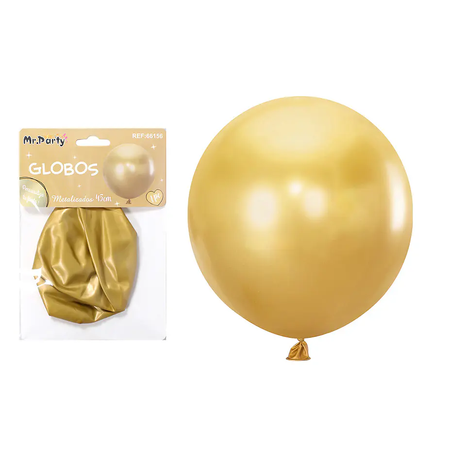 Globos de látex metalizados cromados dorado 45cm 1