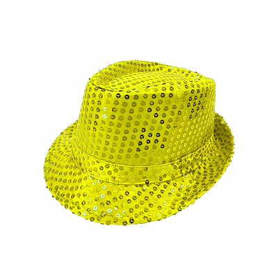 Sombrero lentejuelas amarillo verde neón