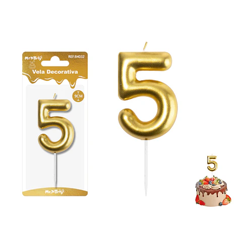 Vela de número 5 dorado 3.8*6CM