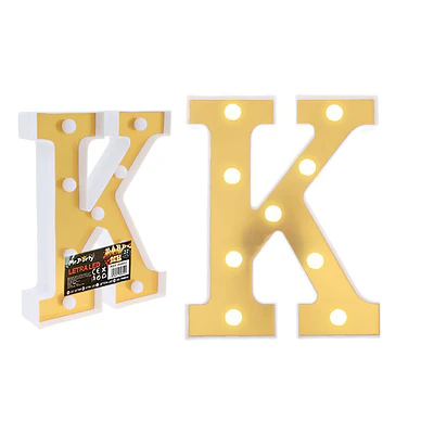 Letra K dorada con luz LED 22cm