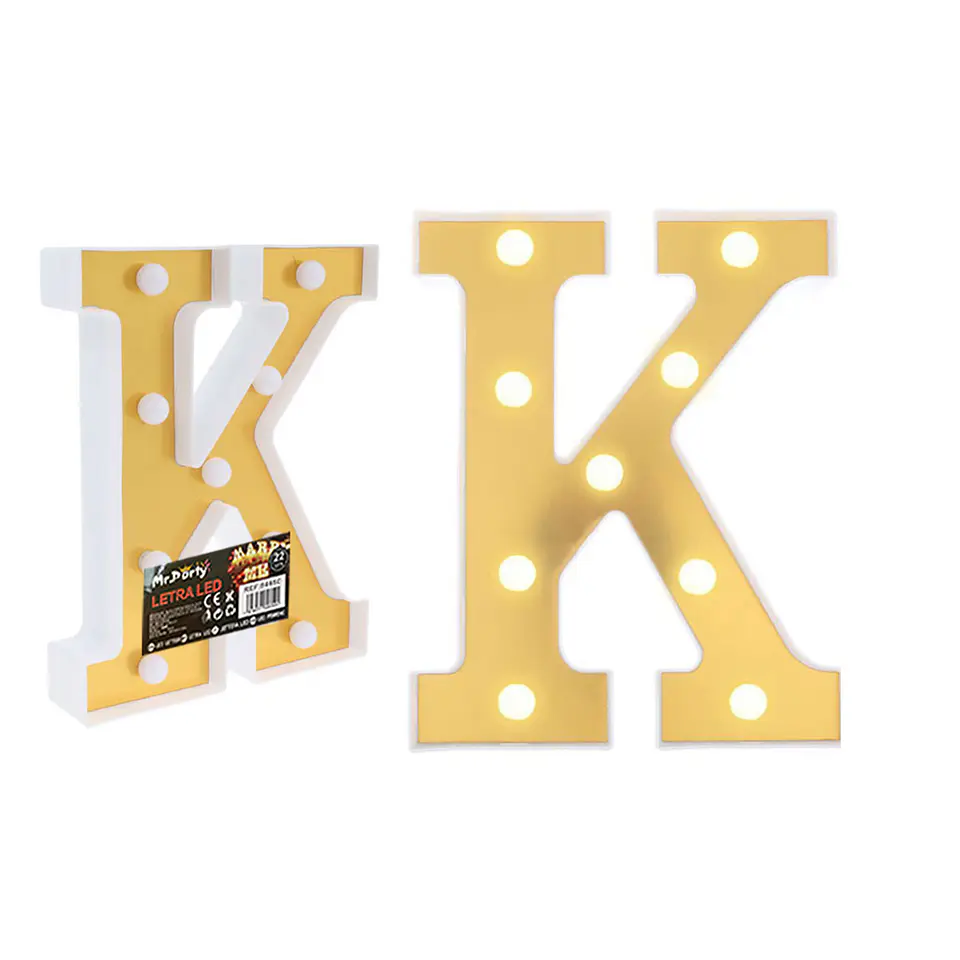 Letra K dorada con luz LED 22cm 1