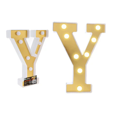 Letra Y dorada con luz LED 22cm
