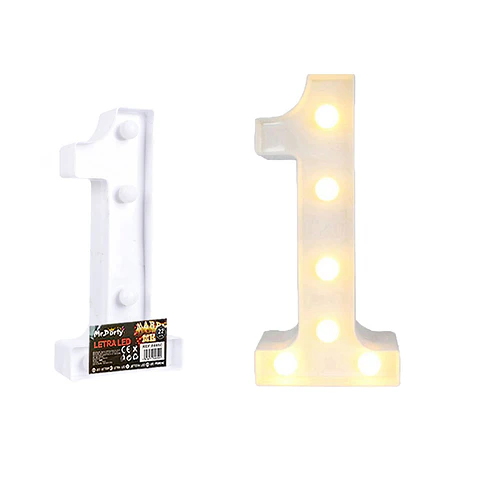 Número 1 con luz led 22cm 