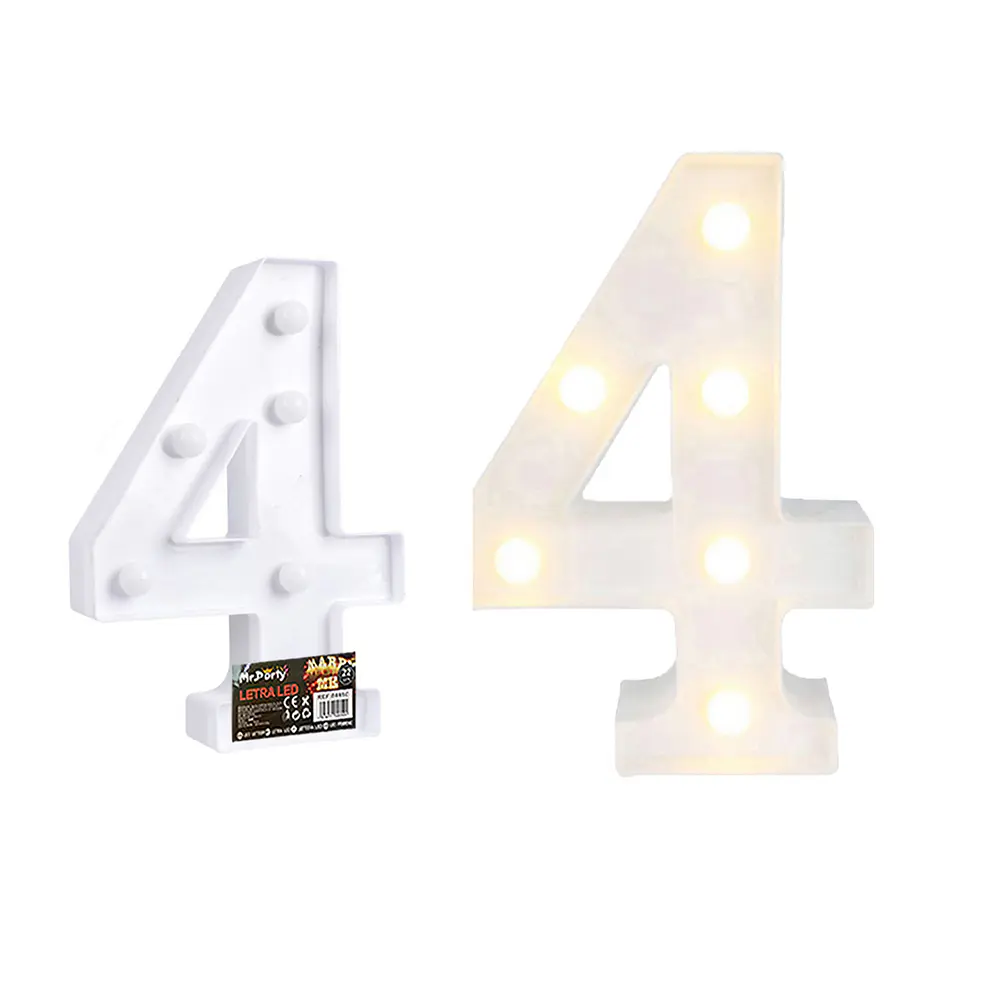 Número 4 con luz led 22cm 