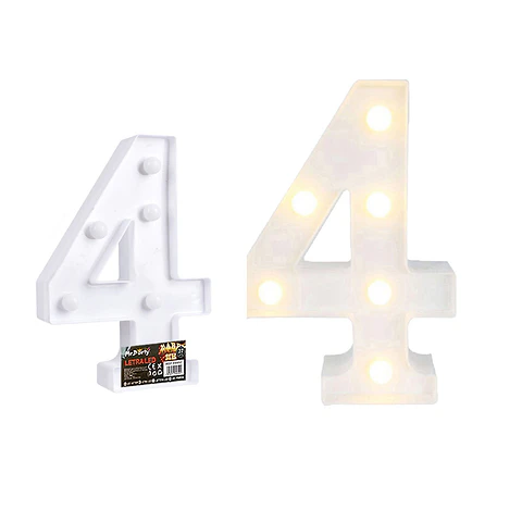 Número 4 con luz led 22cm 