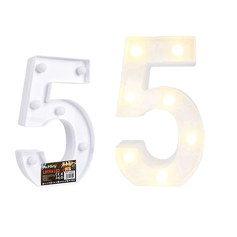Número 5 con luz led 22cm 