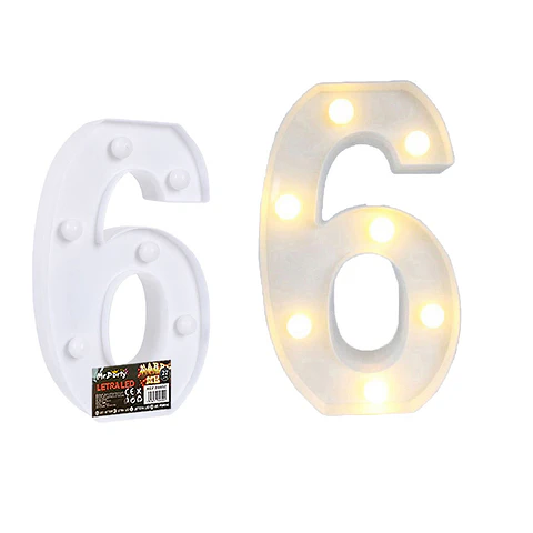 Número 6 con luz led 22cm 
